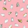 Fabric Cats on pink cotton fabric - 'Whiskers & Tails' Sevenberry