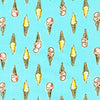 Yellow and pink ice cream cones on a bright blue cotton fabric - yum yum by Sevenberry