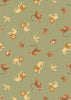 Elephants and hippos on grey/blue cotton fabric - Small Things - Lewis & Irene