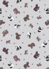 Elephants and hippos on grey/blue cotton fabric - Small Things - Lewis & Irene