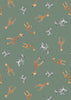 Elephants and hippos on grey/blue cotton fabric - Small Things - Lewis & Irene