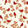 Load image into Gallery viewer, Cardinal birds on green and gold cotton fabric - Holiday Charms - Robert Kaufman