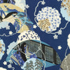 Blue, Japanese themed fabric. Trees, leave and flowers. 
