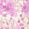 Pink cherry blossom on cream cotton fabric