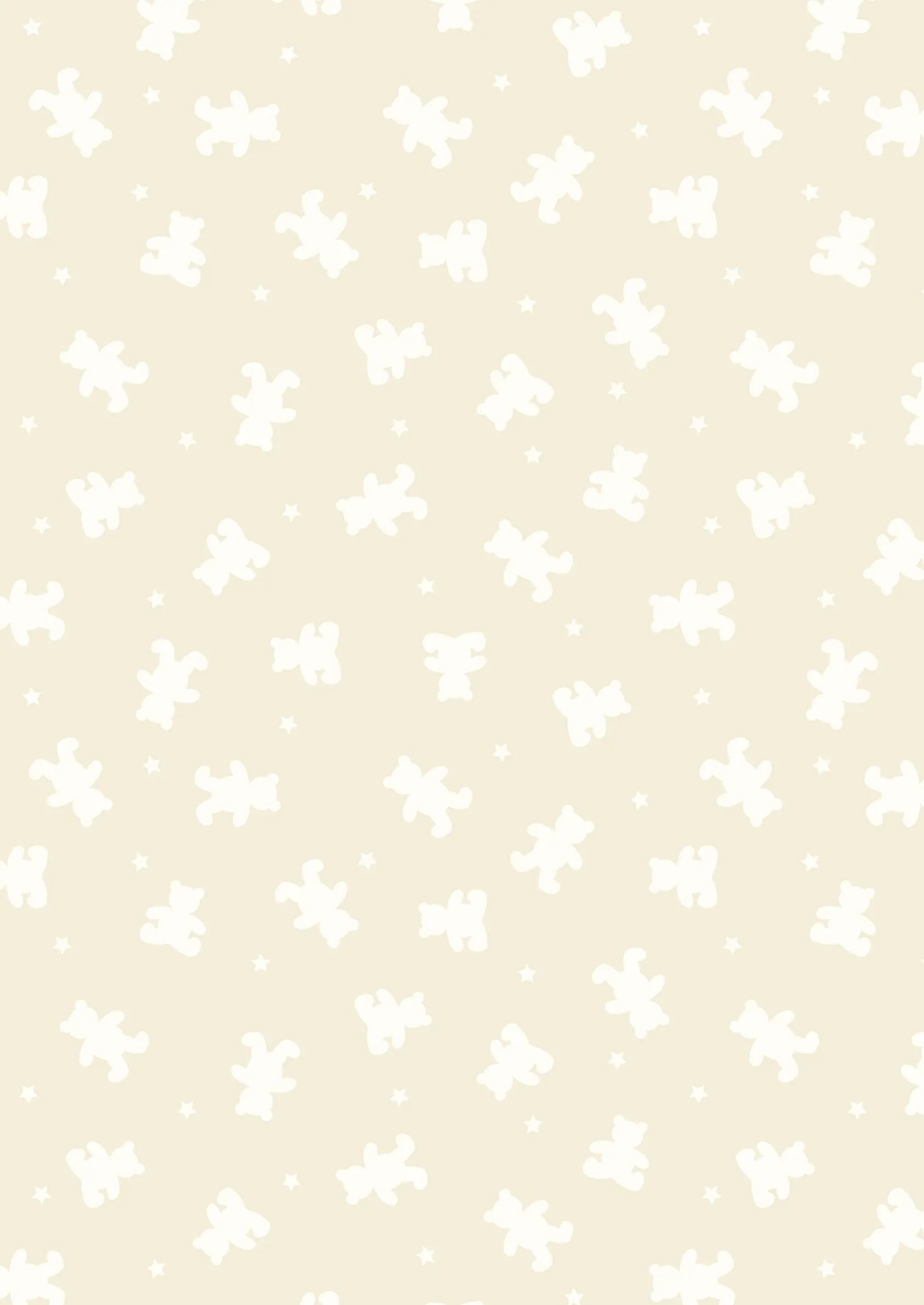 White bears and stars on cream cotton fabric - Lewis & Irene