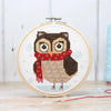 An owl in a red scarf cross stitch kit - The Crafty Kit Company