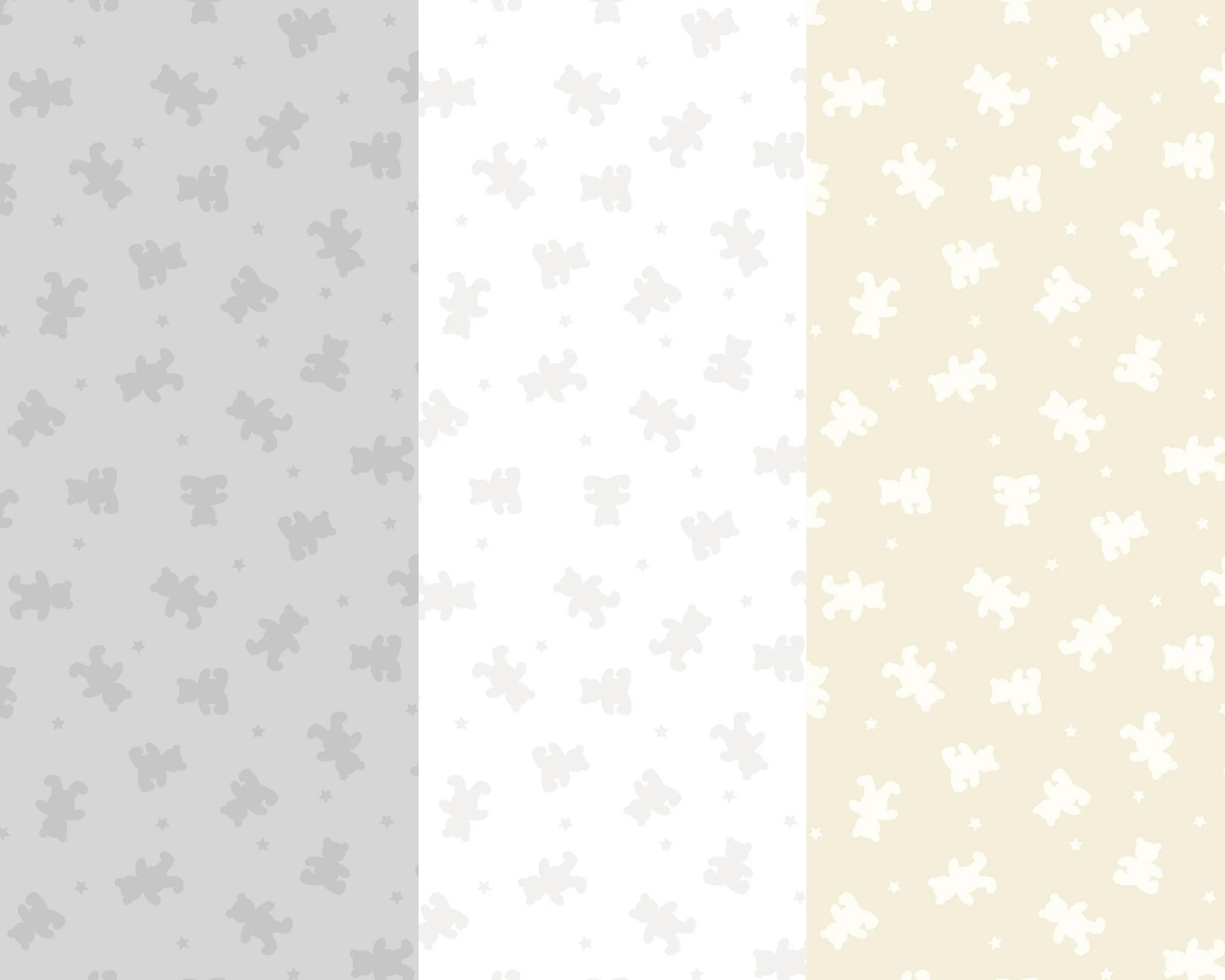 White bears and stars on cream cotton fabric - Lewis & Irene