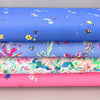 Large pink flowers and bees on purple cotton fabric - Bee Free by Robert Kaufman