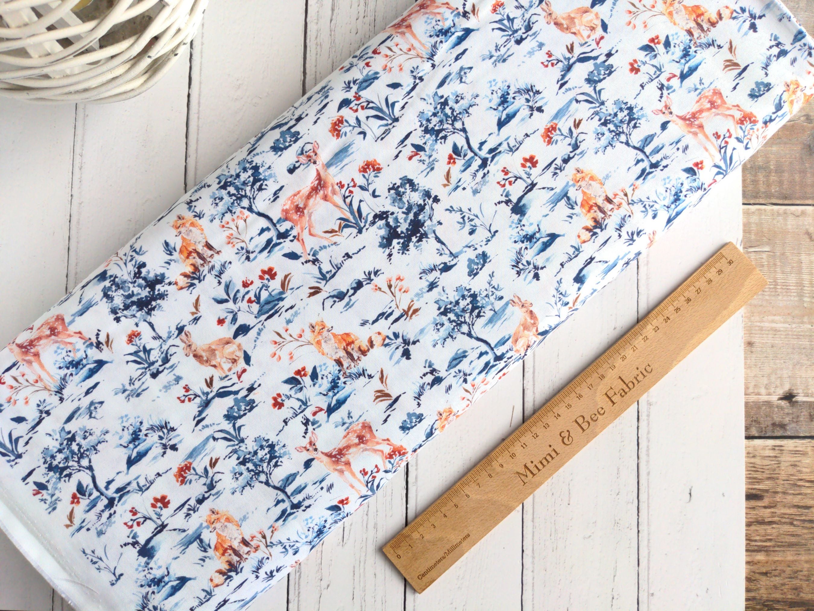 Forest animals on a white cotton fabric - Into the Wild by Dashwood Studio