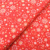 Snowflakes on red cotton fabric - Makower