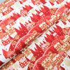 Snowflakes on red cotton fabric - Makower