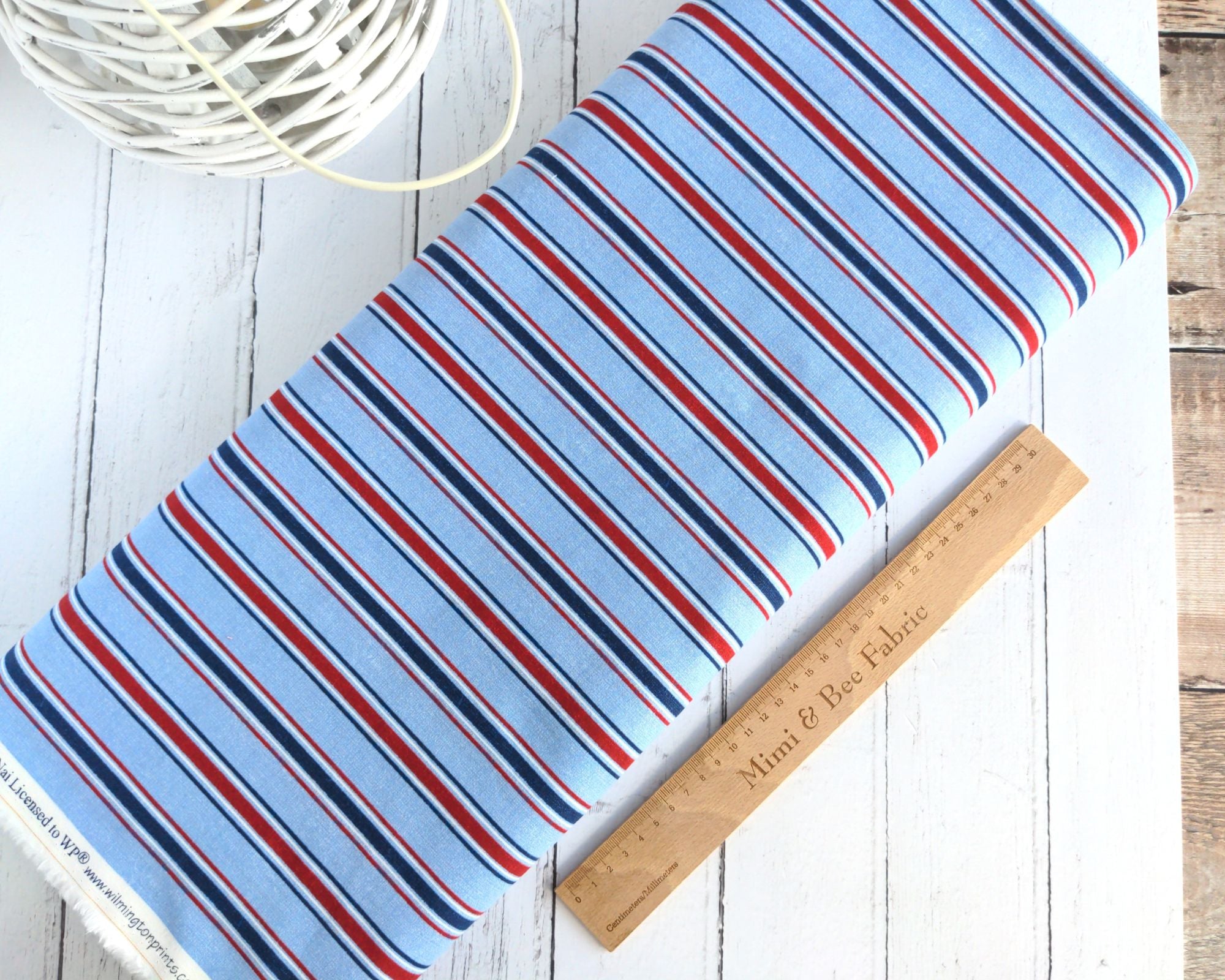 Seaside stripe cotton fabric - At The Helm - Wilmington