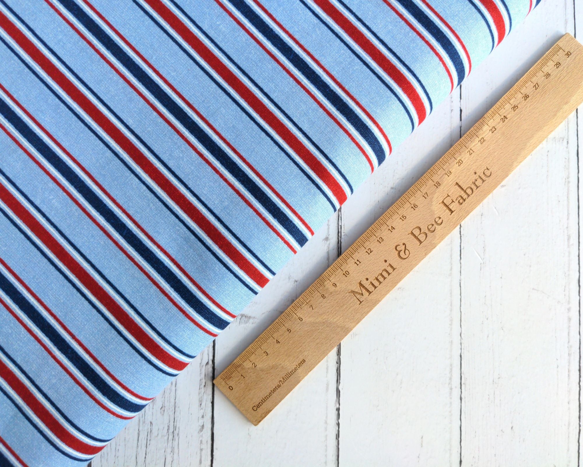 Seaside stripe cotton fabric - At The Helm - Wilmington