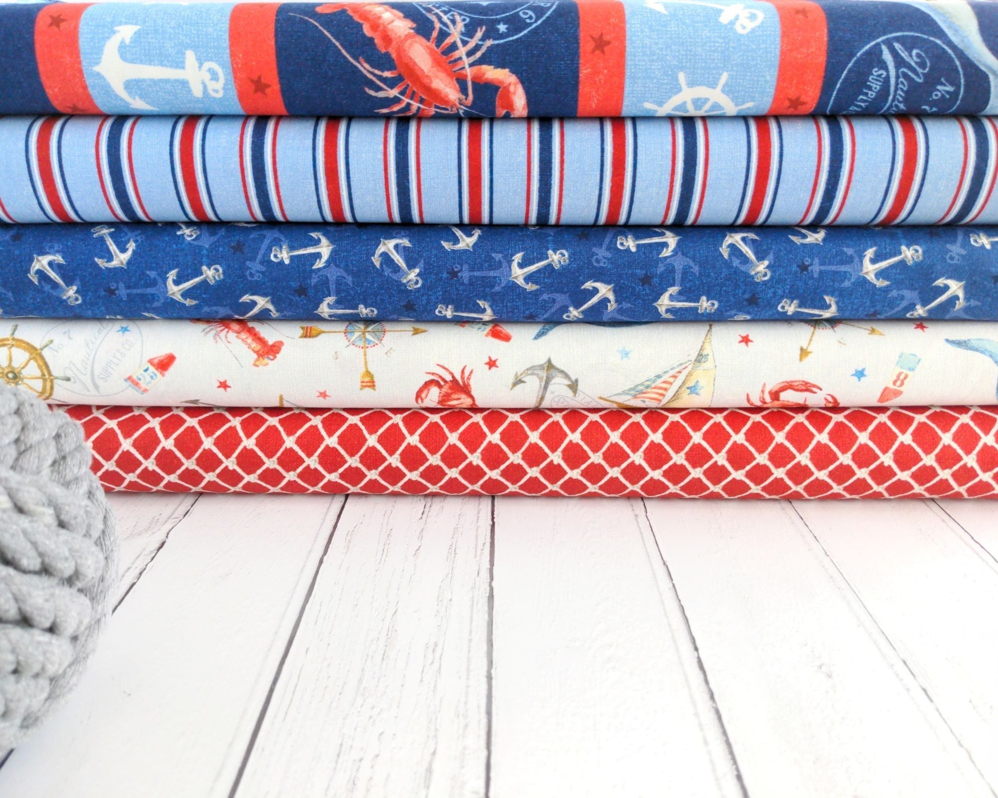 Seaside stripe cotton fabric - At The Helm - Wilmington