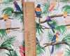 Parrots and Cockatoos on Branches White 100% cotton fabric - Gone Wild