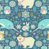 Arctic Animals on Grey brushed cotton Flannel fabric - Robert Kaufman