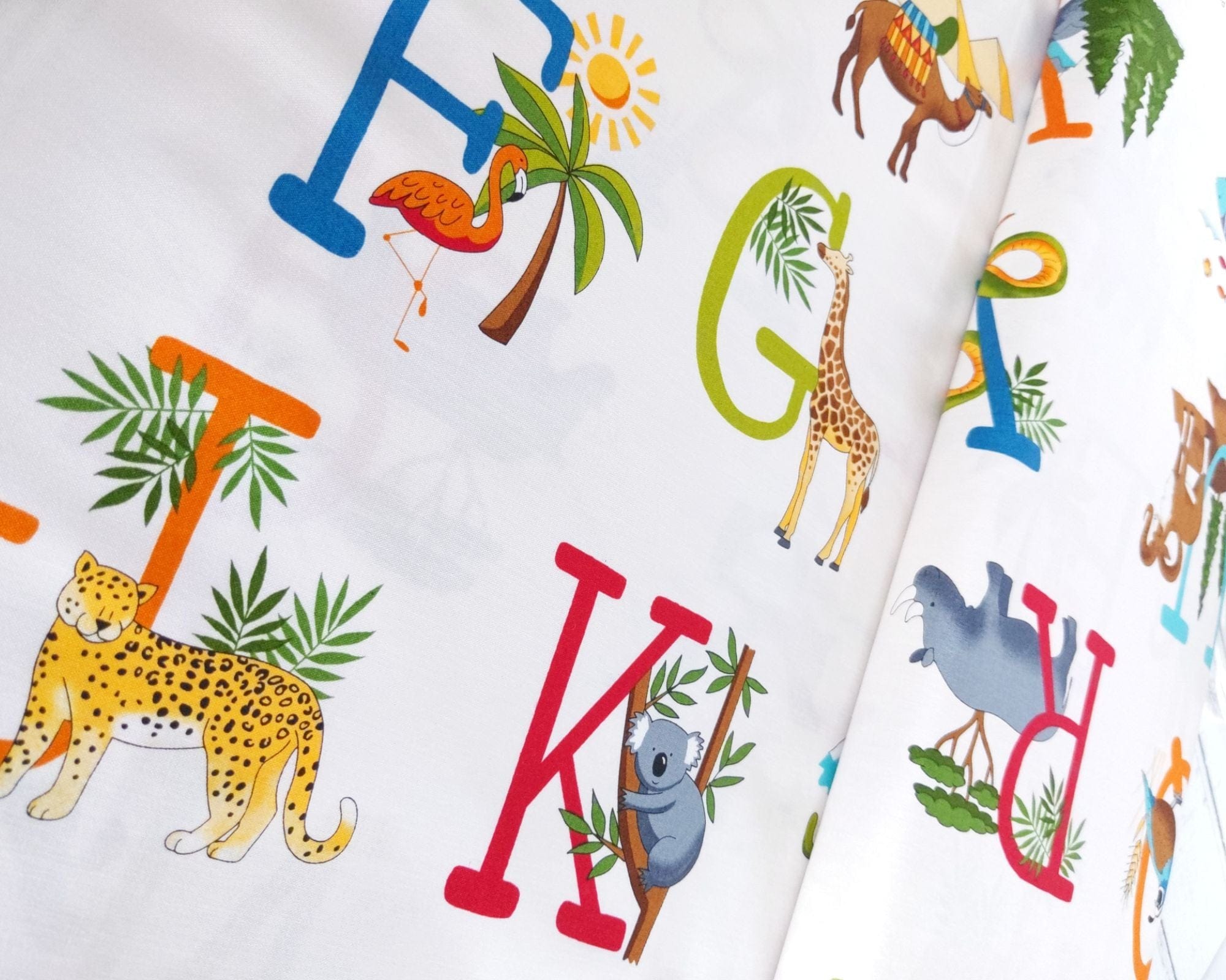 Fabric ABC animal panel - Around the World by Makower