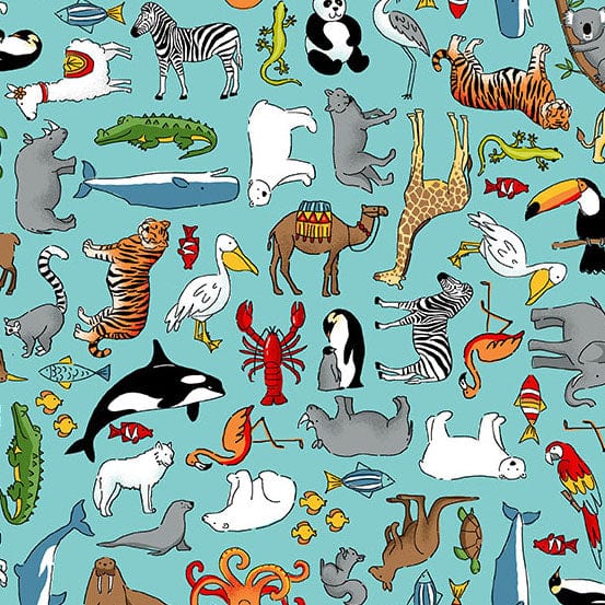 Fabric ABC animal panel - Around the World by Makower