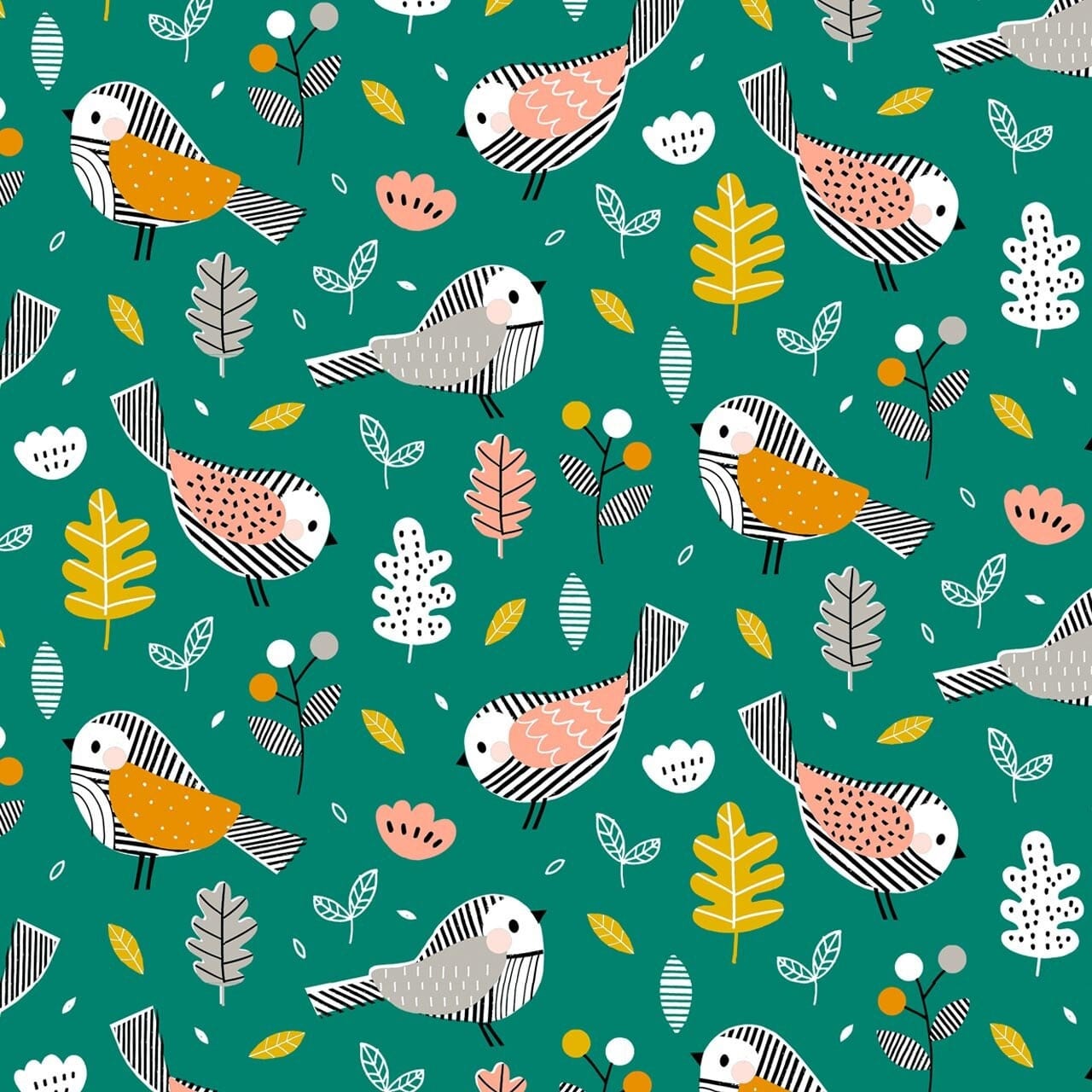 Fabric Apples and pears on white cotton fabric - Acorn Wood by Dashwood Studio