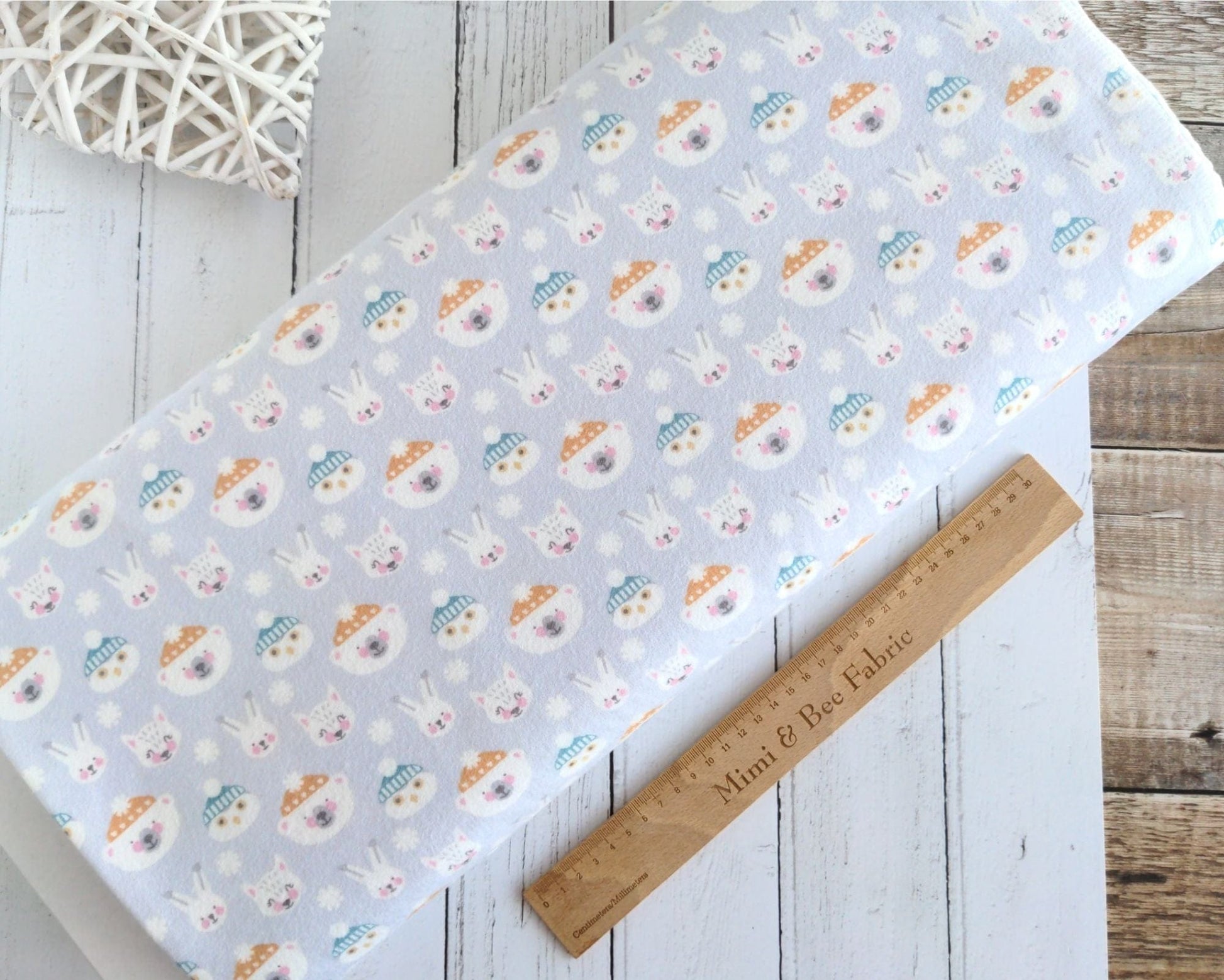Fabric Arctic Animals on Grey brushed cotton Flannel fabric - Robert Kaufman