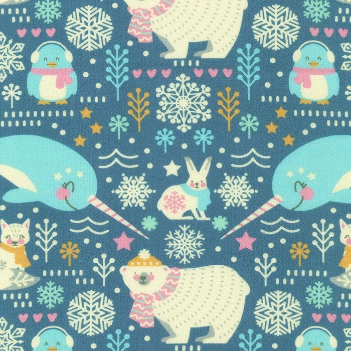 Fabric Arctic Animals on Grey brushed cotton Flannel fabric - Robert Kaufman