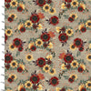 Fabric Autumn Fall Sunflowers Beige wood effect 100% cotton fabric - Happy Fall collection by 3 Wishes