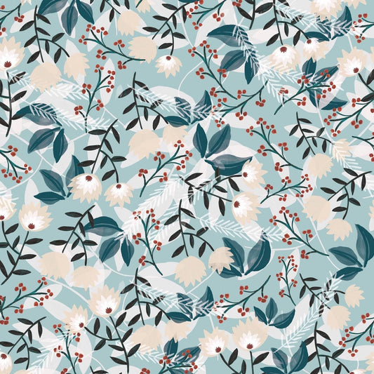 Fabric Autumnal leaves and foliage on cream cotton fabric - Spice by Dashwood Studio
