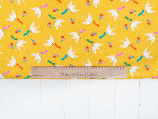 Fabric Bird and floral 'Good Vibes' cotton fabric - Dashwood Studio