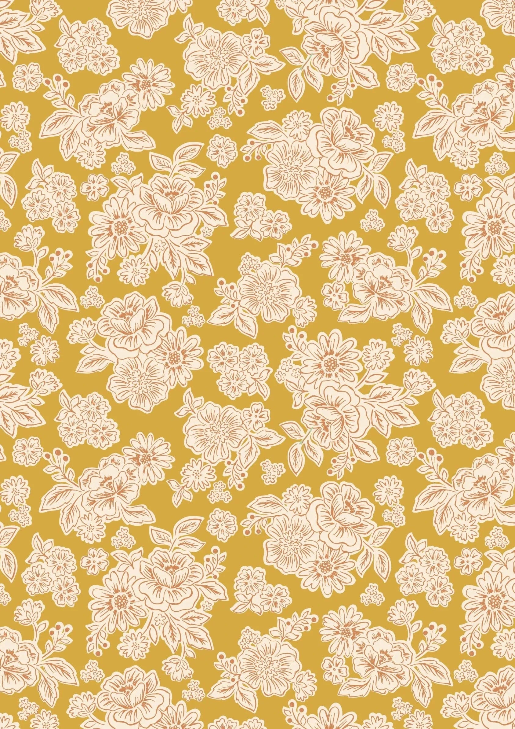Fabric Birds and flowers on cream cotton fabric - Hannah's Flowers by Lewis & Irene