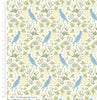 Fabric Birds in ornamental fruit tree on light blue  100% cotton fabric - Voysey Birds in Nature