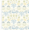 Fabric Birds in ornamental fruit tree on light blue  100% cotton fabric - Voysey Birds in Nature