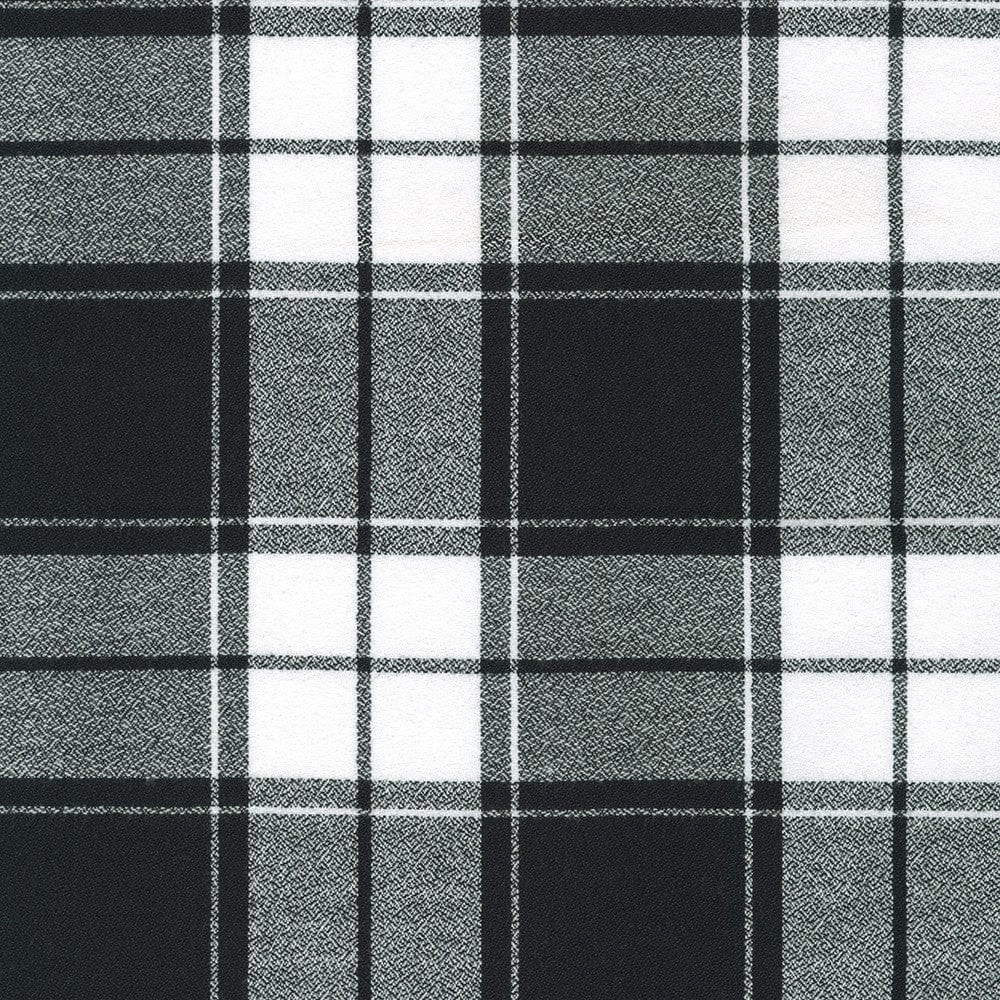 Fabric Black and White Mammoth Organic Plaid Flannel cotton fabric - Robert Kaufman