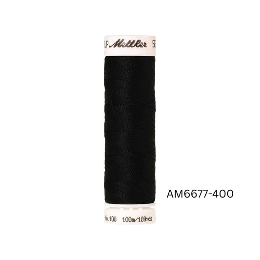 Thread & Floss Black Mettler Seralon polyester sewing thread - 400 - 100m