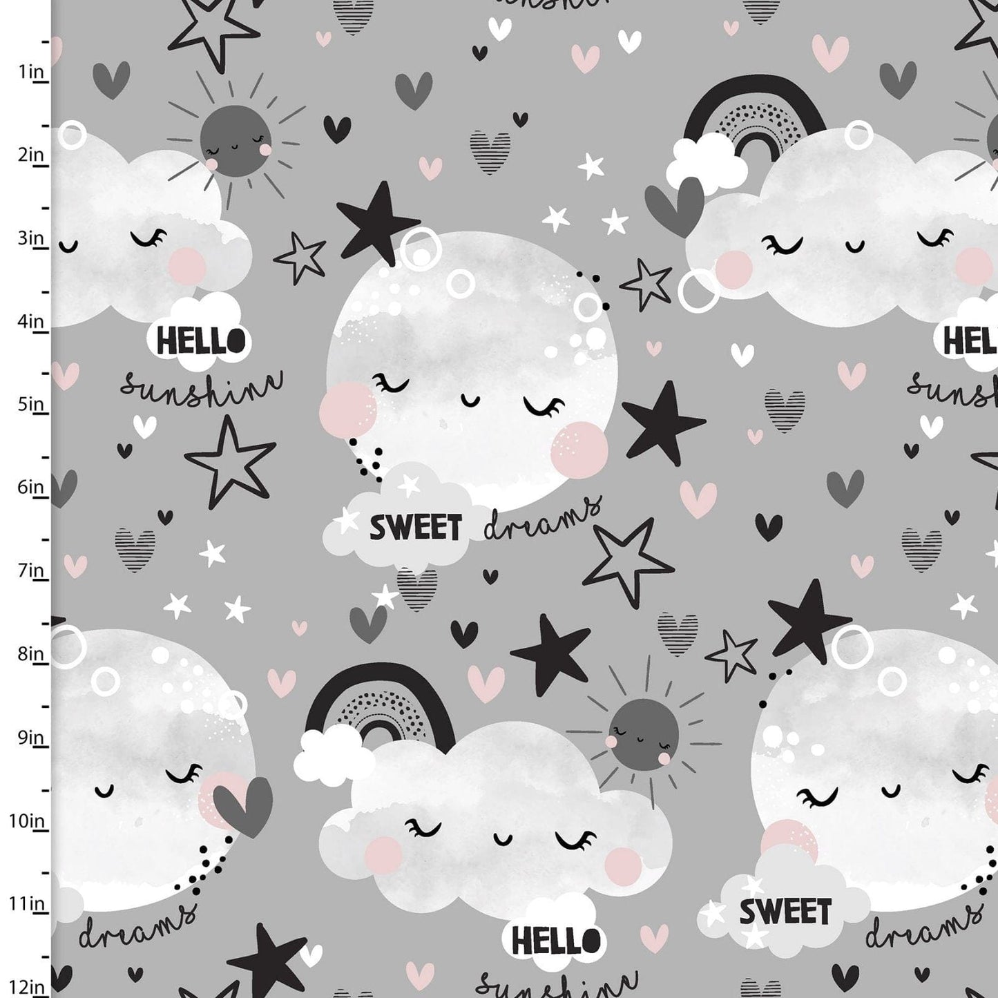 Fabric Black moon nursery flannel cotton fabric - Night Sky by 3 Wishes