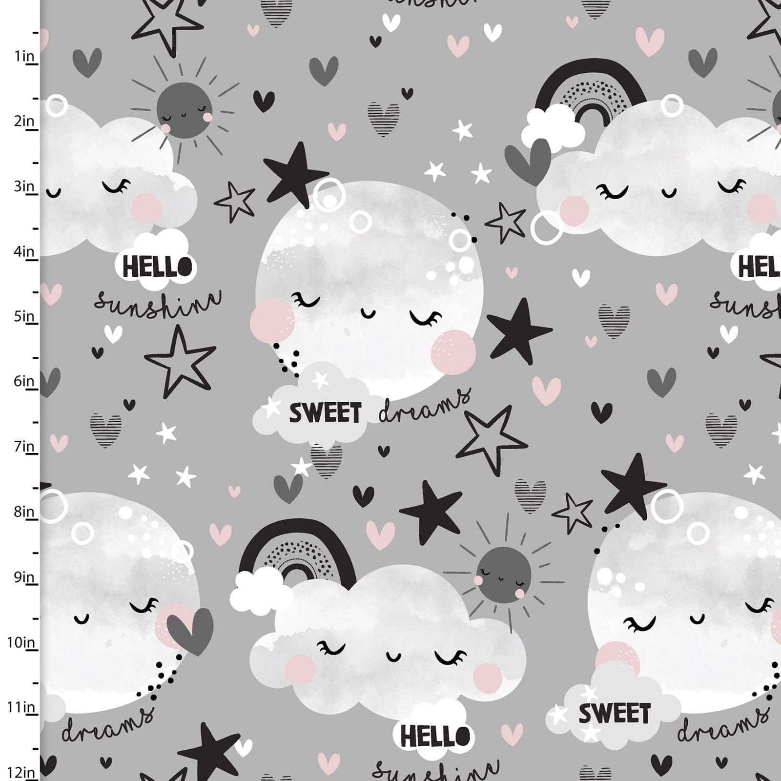 Fabric Black moon nursery flannel cotton fabric - Night Sky by 3 Wishes