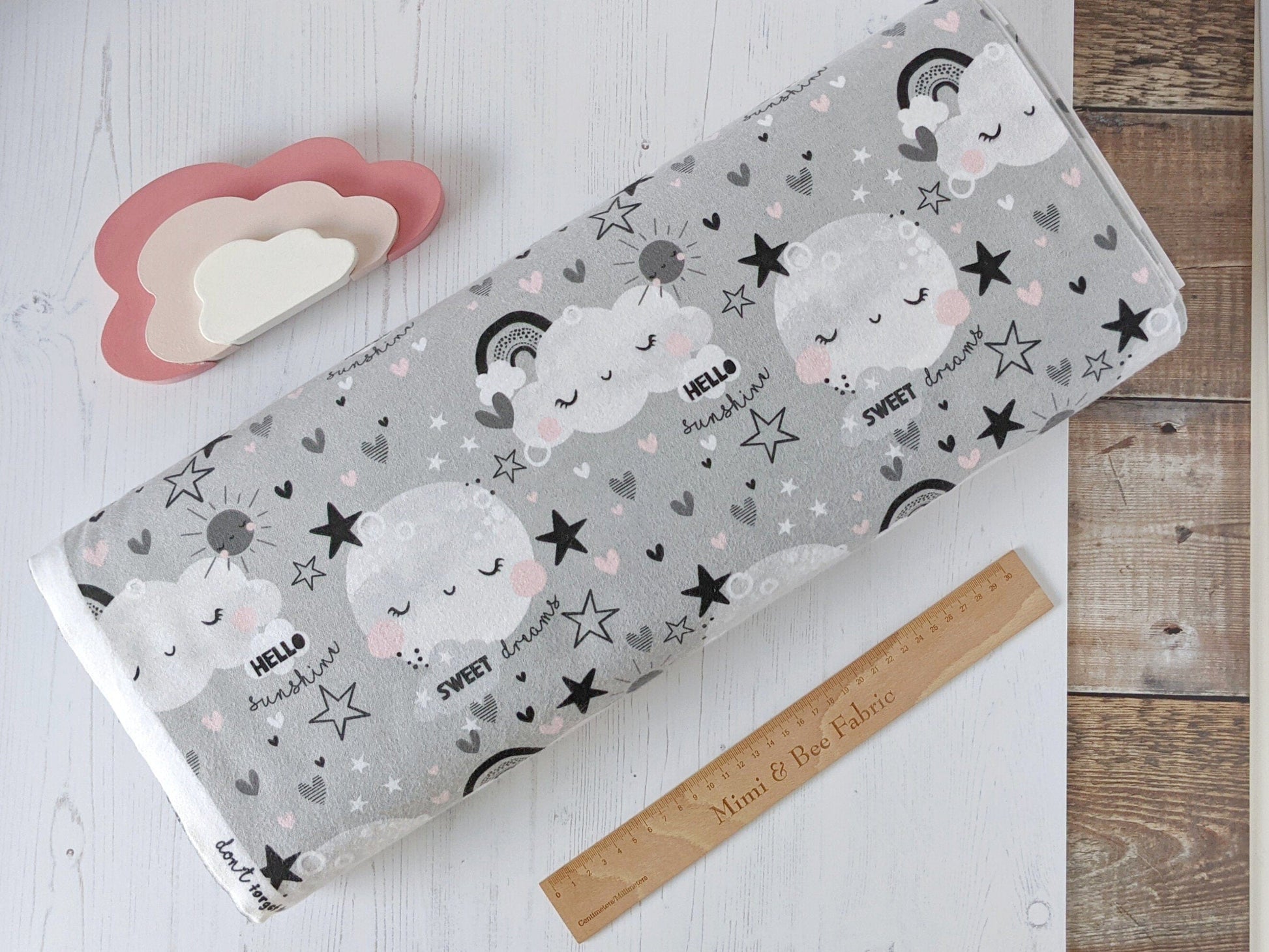 Fabric Black moon nursery flannel cotton fabric - Night Sky by 3 Wishes