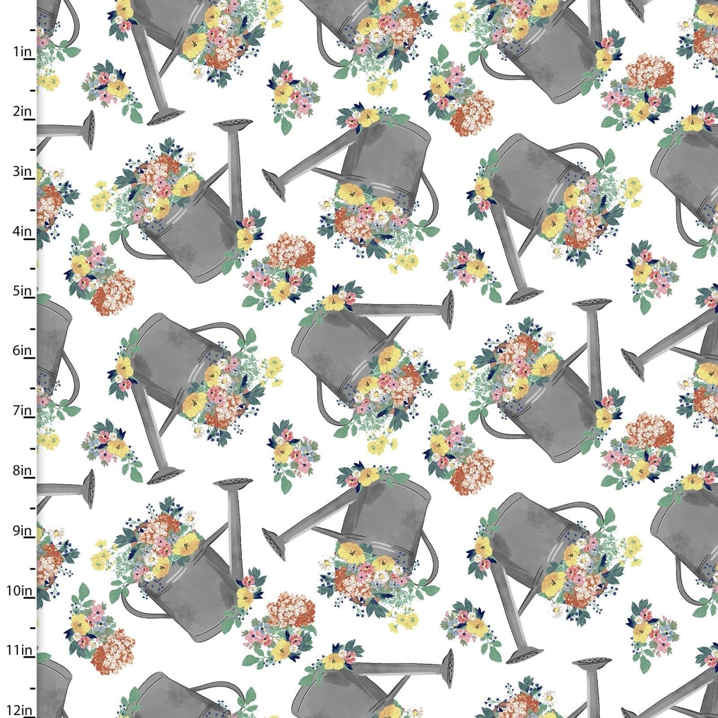 Fabric Blue butterflies on white cotton fabric - Flower Junction - 3 Wishes