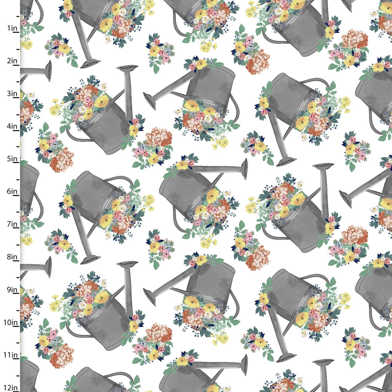 Fabric Blue butterflies on white cotton fabric - Flower Junction - 3 Wishes