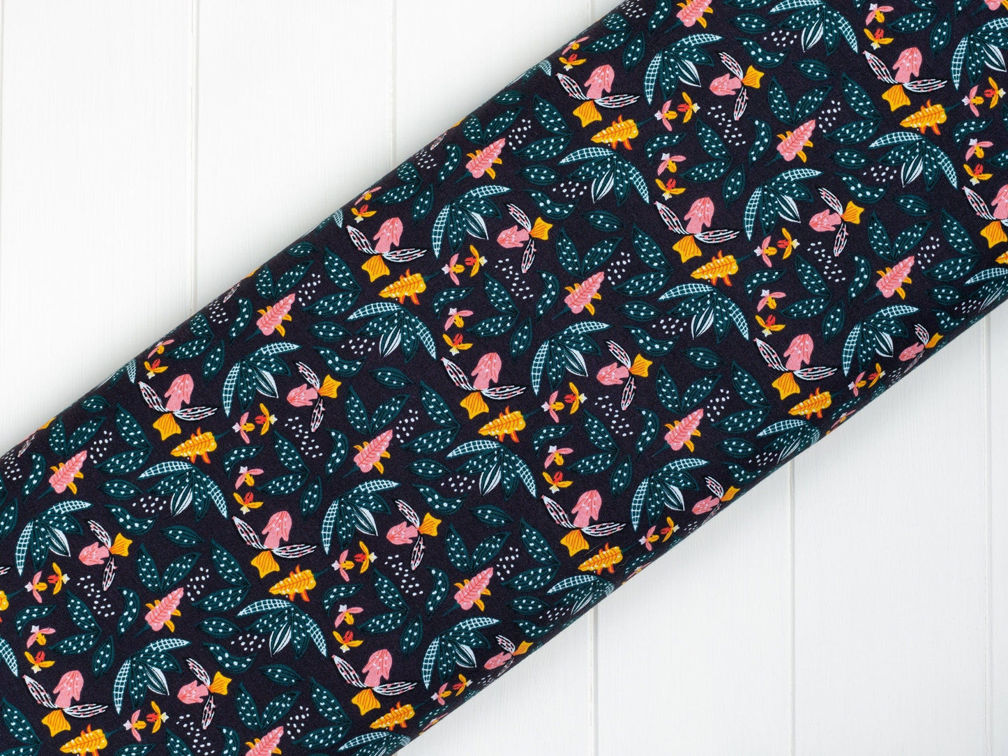 Fabric Blue floral cactus cotton fabric - 'Camil' Craft Cotton Co