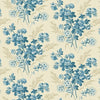 Fabric Blue floral roses on cream cotton fabric - Blue Escape by Laundry Basket Quilts