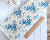 Fabric Blue floral roses on cream cotton fabric - Blue Escape by Laundry Basket Quilts