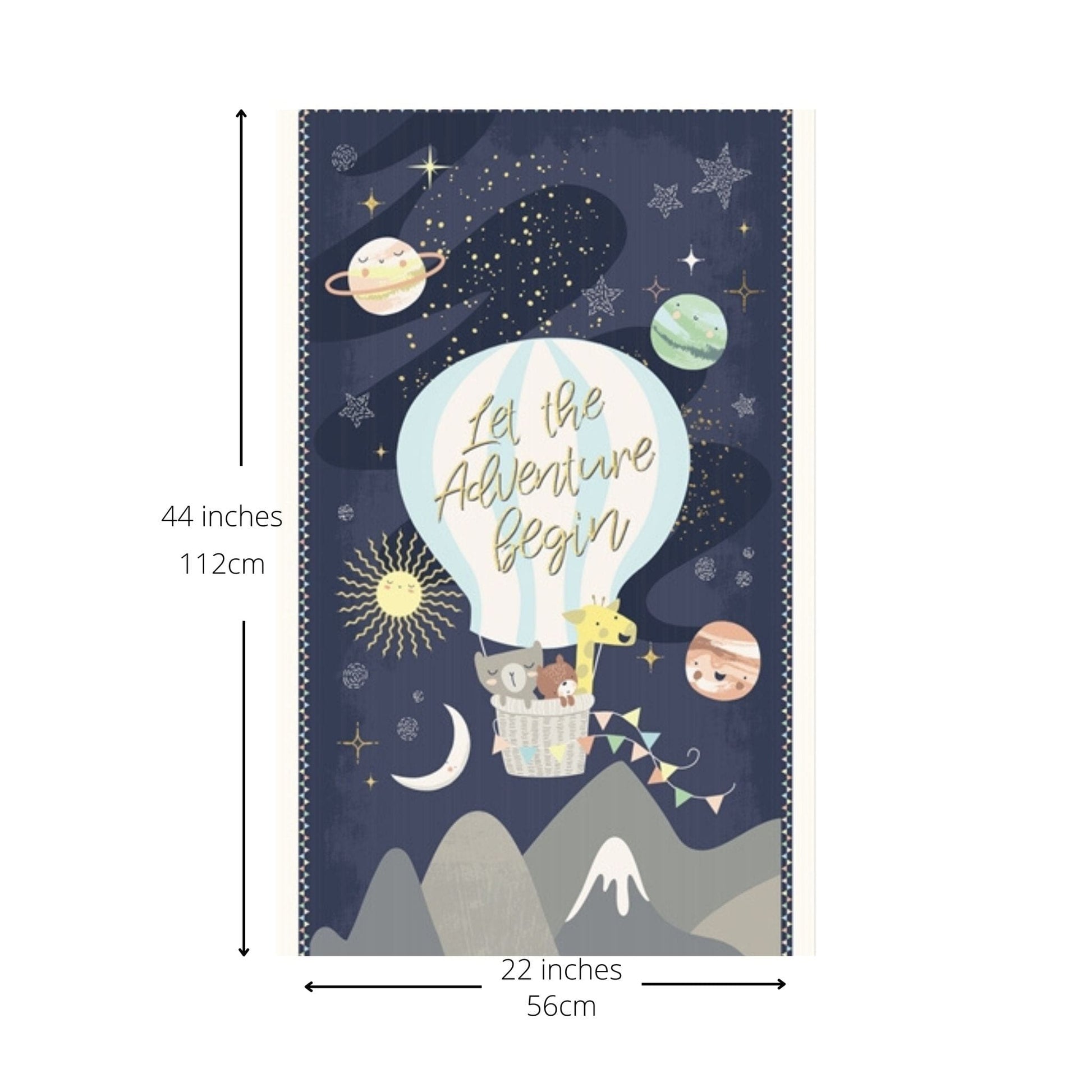 Fabric Blue hot air balloon panel - Star Bright by P & B