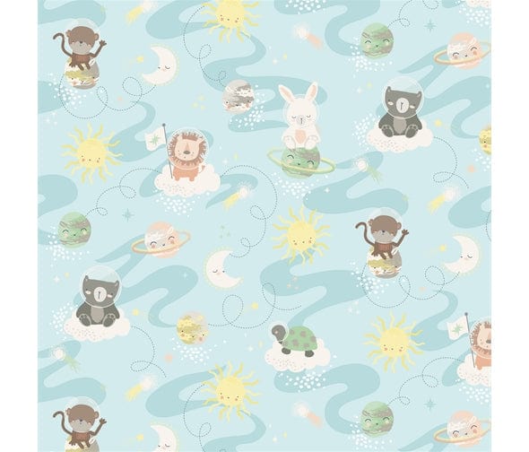 Fabric Blue hot air balloon panel - Star Bright by P & B