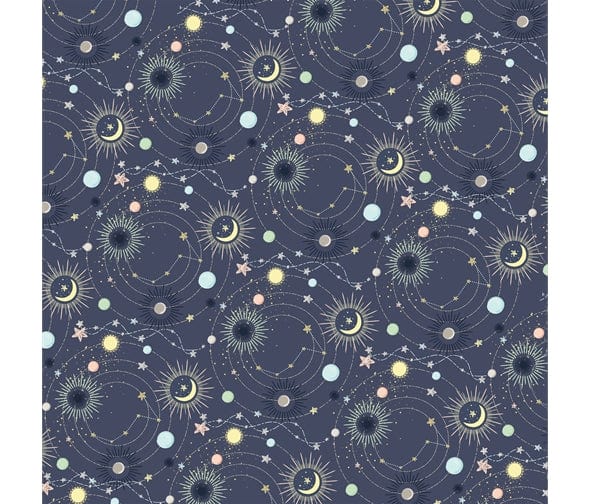 Fabric Blue moon and star nursery cotton fabric - Star Bright by P & B