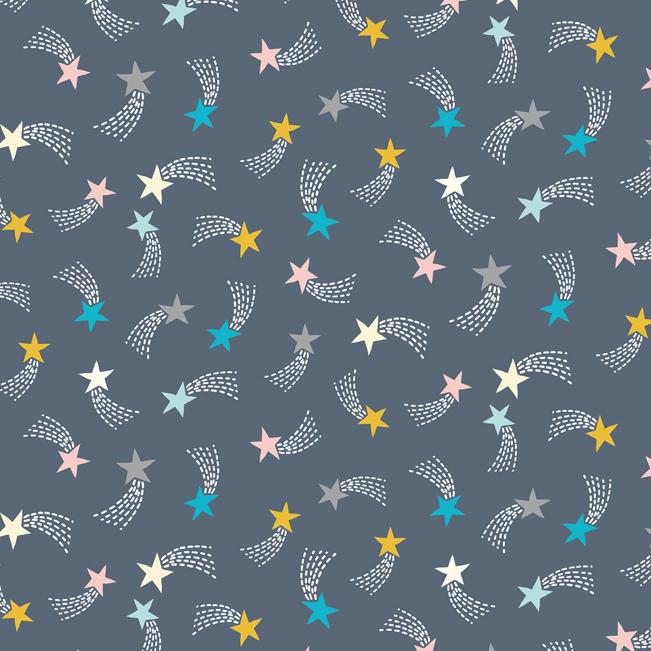 Fabric Blue rockets and planets kids cotton fabric - 'Blast Off' Dashwood Studio
