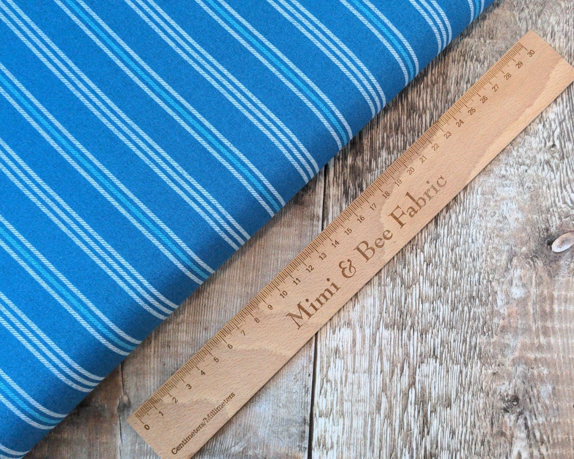 Fabric Blue seaside stripe cotton -Thalassophile - Lewis & Irene - A464.3