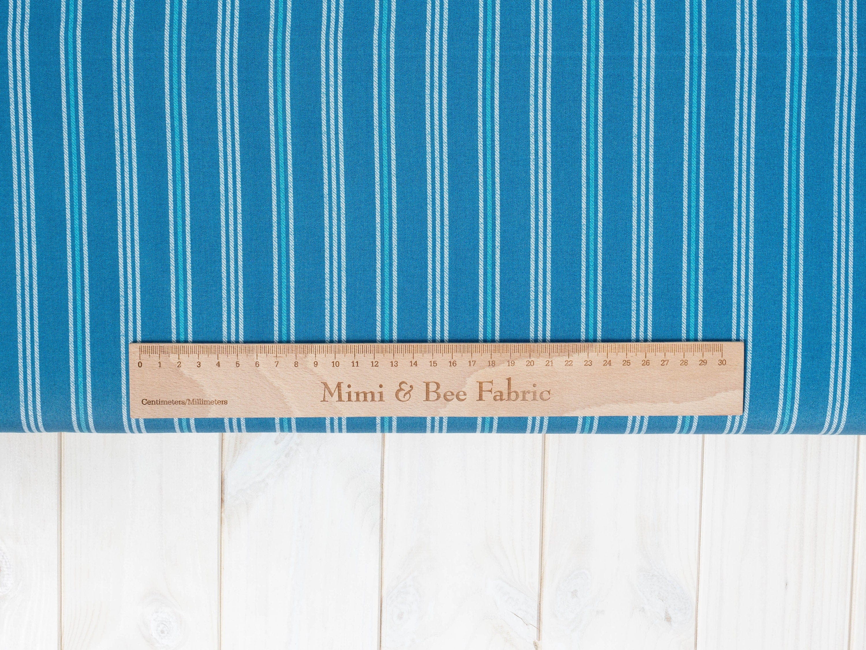 Fabric Blue seaside stripe cotton -Thalassophile - Lewis & Irene - A464.3