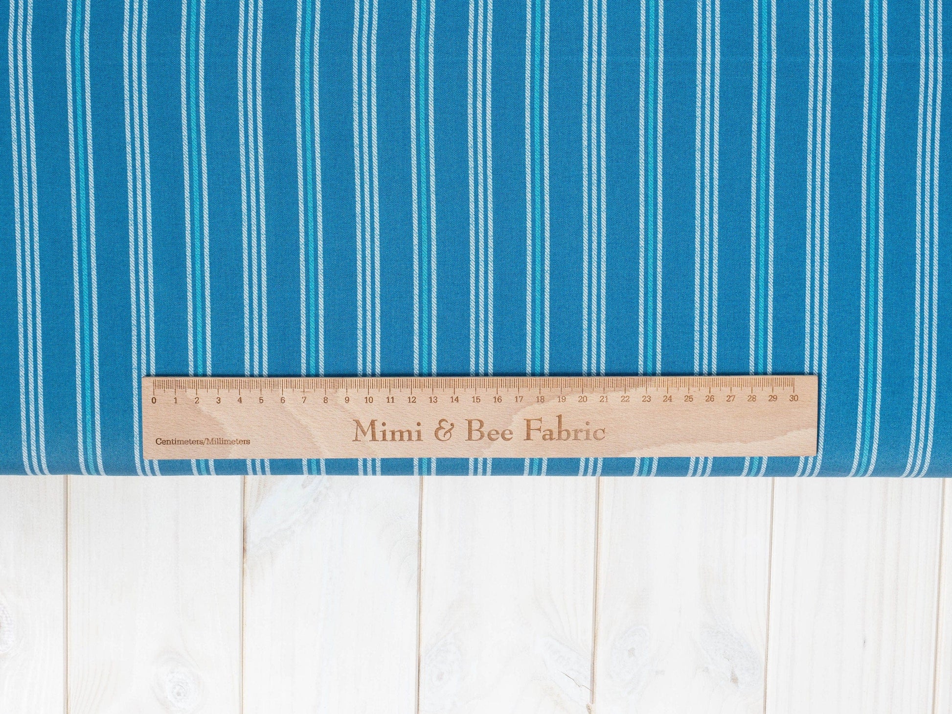 Fabric Blue seaside stripe cotton -Thalassophile - Lewis & Irene - A464.3