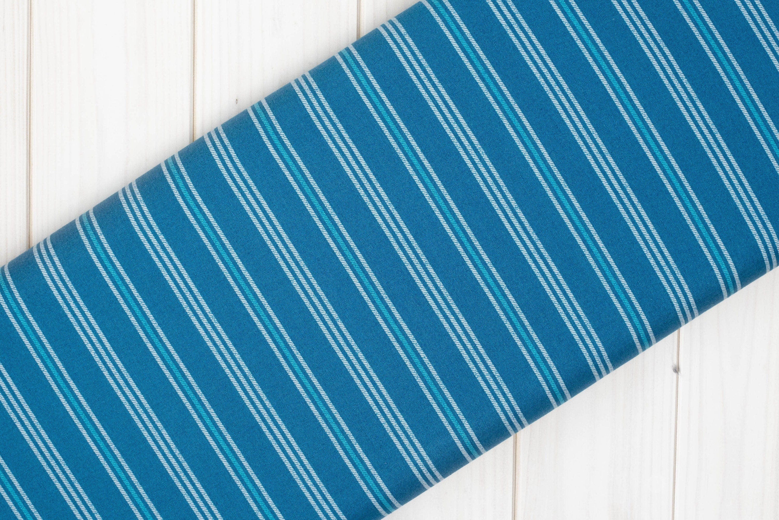 Fabric Blue seaside stripe cotton -Thalassophile - Lewis & Irene - A464.3