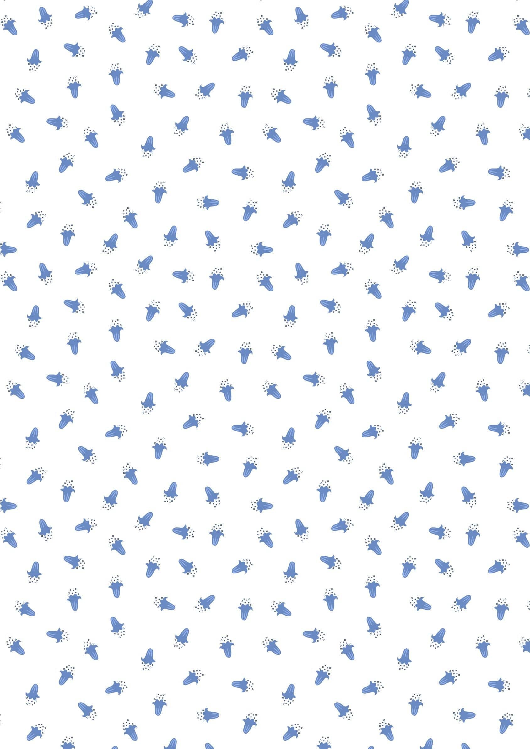 Fabric Bluebells floral on blue cotton fabric - 'Bluebell Wood' Lewis & Irene